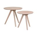 Okrogle stranske mizice v kompletu 2 ks iz masivnega hrasta ø 50 cm Yumi – Rowico