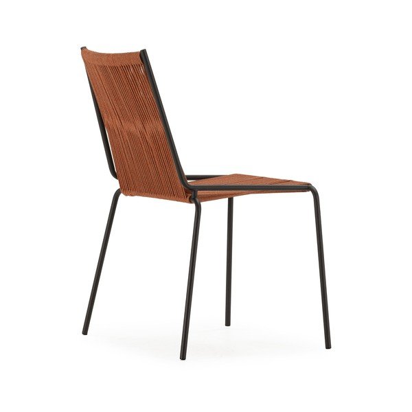 Kovinski jedilni stoli v kompletu z možnostjo nalaganja 2 ks v barvi terakote Emily – Marckeric-image-3