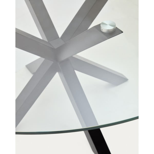 Črna okrogla jedilna miza s stekleno mizno ploščo ø 150 cm Argo – Kave Home-image-3