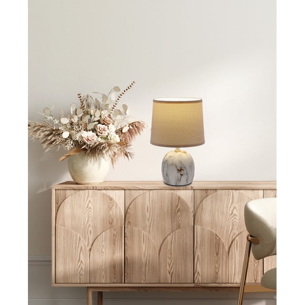 Kremno bela namizna svetilka s tekstilnim senčnikom (višina 25 cm) Adelina – Candellux Lighting-image-1