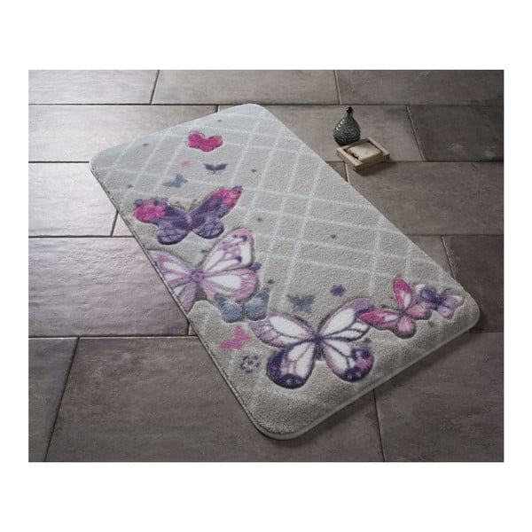 Kopalniška preproga Confetti Bathmats Butterfly Plaid Purple, 50 x 57 cm