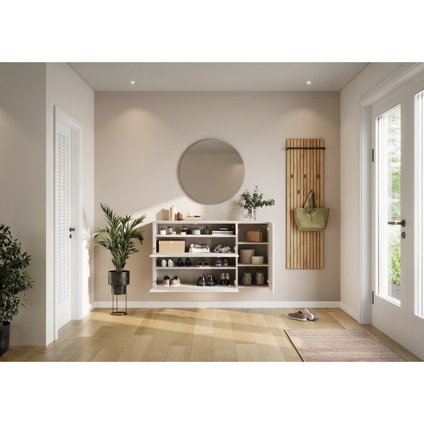 Kremno bela stenska omarica za čevlje 137x78x41 cm – Germania-image-1