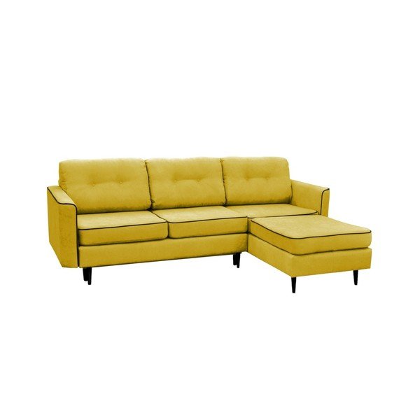 Rumena raztegljiva sedežna garnitura s črnimi nogami Mazzini Sofas Dragonfly, desni kot-image-3