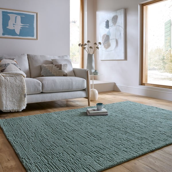 Prašno modra ročno tkana volnena preproga 160x230 cm Harris Boucle – Flair Rugs-image-1