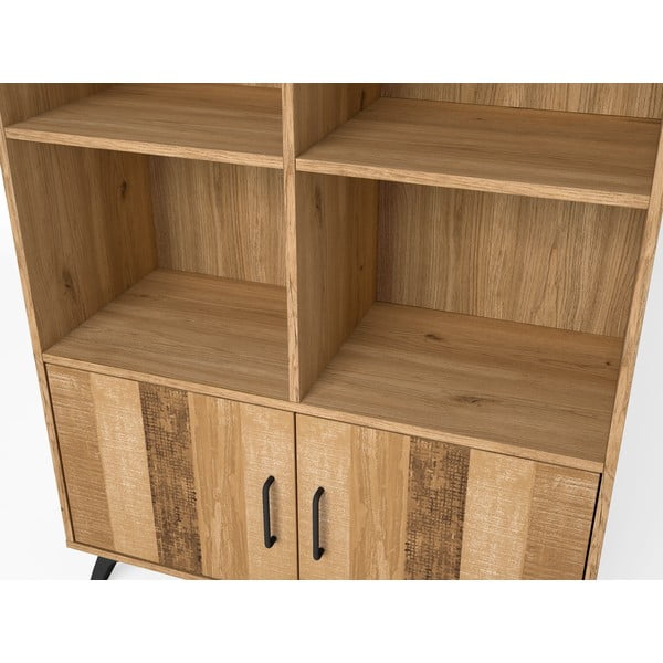 Regal v hrastovem dekorju v naravni barvi 92x160 cm Nordic – Marckeric-image-1