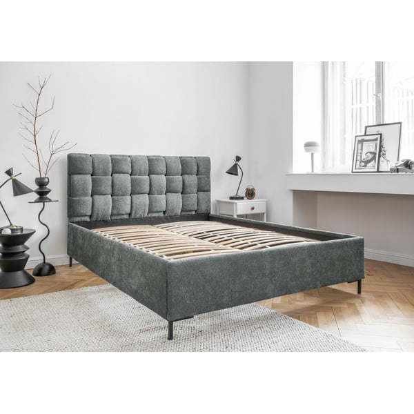 Svetlo zelena oblazinjena zakonska postelja z letvenim dnom 180x200 cm Eve – Miuform-image-4