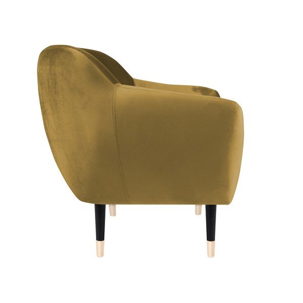 Gorčično rumen fotelj s črnimi nogami Mazzini Sofas Amelie-image-3