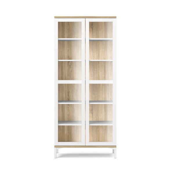 Bela vitrina v hrastovem dekorju 89x203x36 cm Roomers – Tvilum