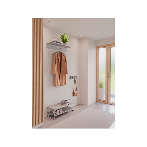 Svetlo siv jeklen stenski obešalnik s polico 11,5 cm A-Hallway – Zone-image-2