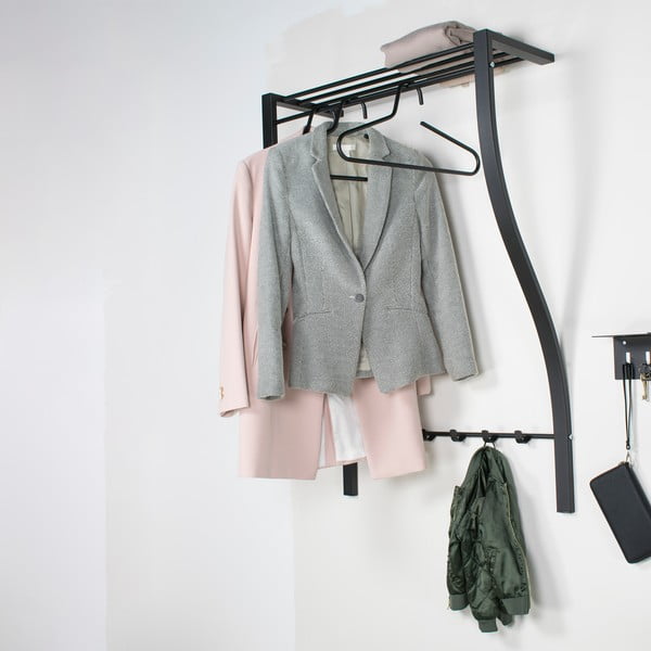 Črn kovinski stenski obešalnik s polico 75 cm Carve – Spinder Design-image-4