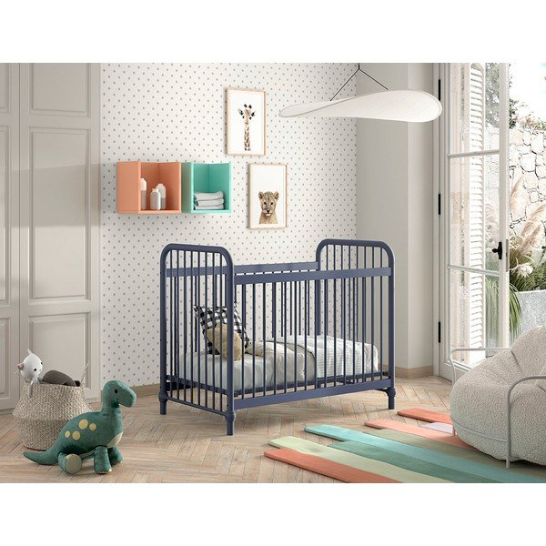 Modra kovinska otroška posteljica 60x120 cm BRONXX – Vipack-image-1