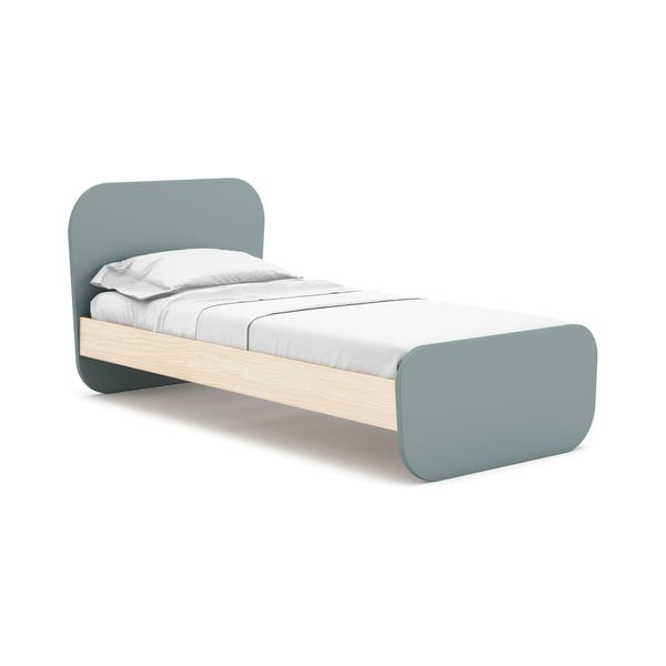 Prašno zelena otroška postelja v borovem dekorju z letvenim dnom 90x190 cm Esteban – Marckeric-image-2