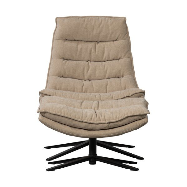 Vrtljiv fotelj z naslonjalom za noge iz šenilje v naravni barvi Kube – WOOOD-image-3