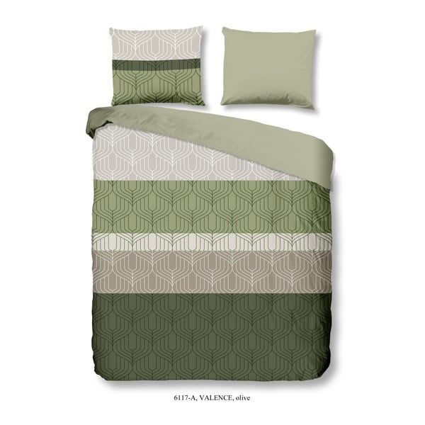 Zeleno bombažno posteljno perilo za zakonsko posteljo Good Morning Valence, 200 x 200 cm