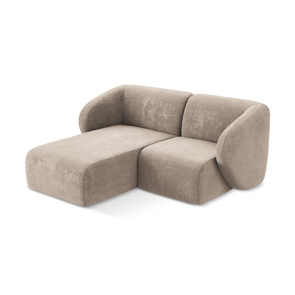 Svetlo rjava kotna sedežna garnitura iz šenilje (levi kot/z ležalnikom) Lani – Makamii-image-2