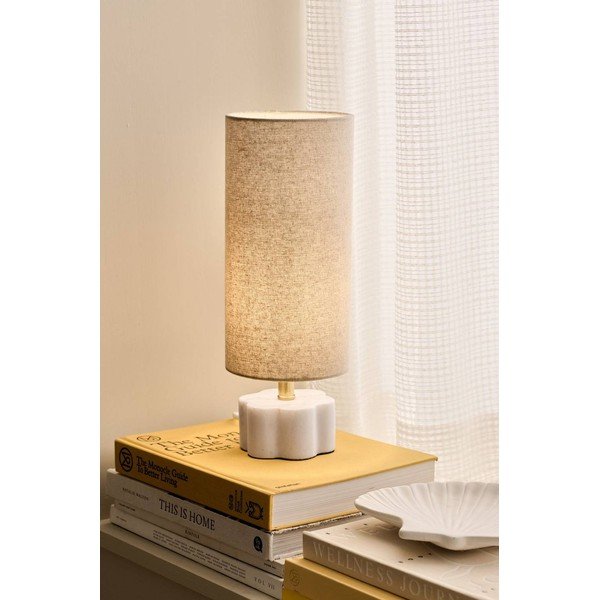 Bela/bež lanena namizna svetilka (višina 33 cm) Joline – Ellos Home-image-1