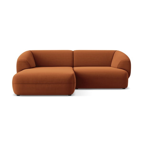 Oranžna žametna kotna sedežna garnitura (levi kot) Moana – Makamii