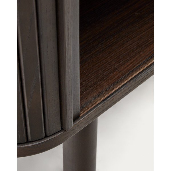 Temno rjava omarica v jesenovem dekorju z drsnimi vrati 110x140 cm Mailen – Kave Home-image-4