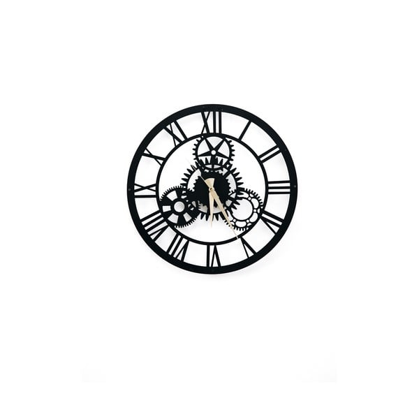 Črna stenska ura Davin Clock, ⌀ 48 cm