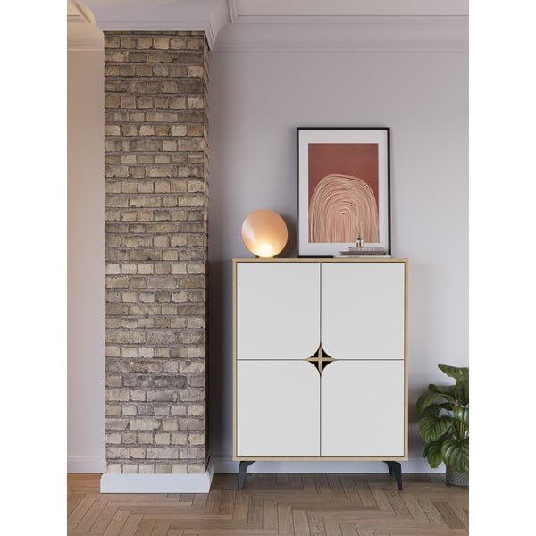 Bela/naravna omarica v hrastovem dekorju 90x120 cm Nola – Marckeric-image-1