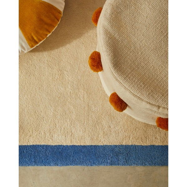 Modra/bež bombažna preproga 90x150 cm Nalim – Kave Home-image-1