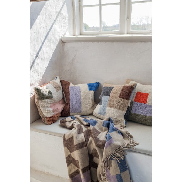 Modra/rjava odeja iz mešanice volne 130x190 cm Maze – Mette Ditmer Denmark-image-1