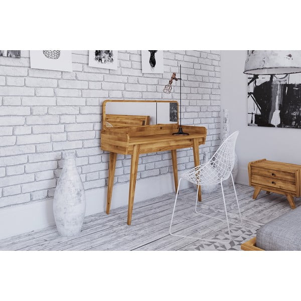 Hrastova toaletna mizica z ogledalom 110x45 cm Retro - The Beds-image-1