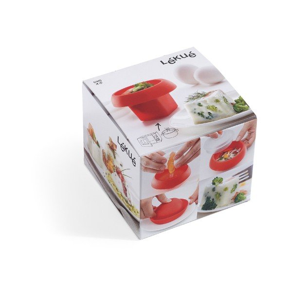 Rdeč kvadratni silikonski model za kuhanje jajc v mikrovalovni pečici Lékué Ovo, ⌀ 10 cm-image-3