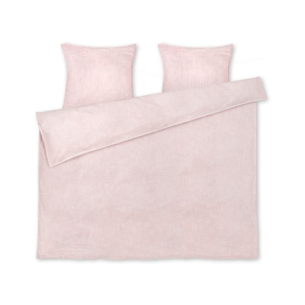 Bela/rožnata podaljšana posteljnina za zakonsko posteljo iz organskega bombaža 200x220 cm Monochrome Lines – JUNA