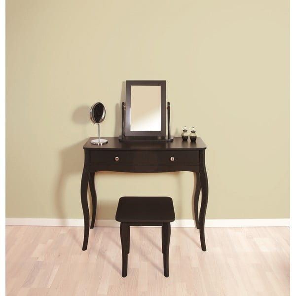 Črno-rjavi stolček za toaletno mizico Steens Baroque