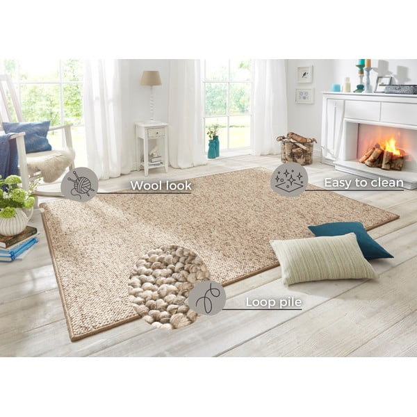 Svetlo rjava preproga 140x200 cm Wolly – BT Carpet-image-4