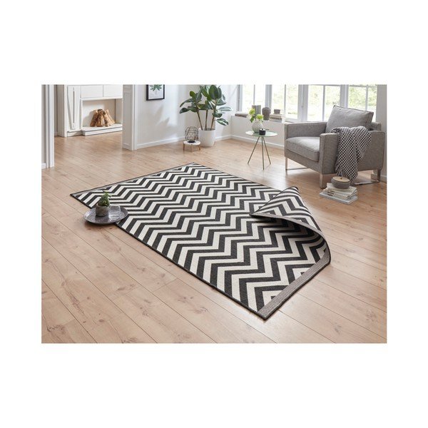 Črno-kremasta dvostranska zelo trpežna preproga Bougari Twin Supreme Mismo, 290 x 200 cm-image-3