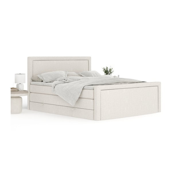 Bež boxspring postelja s prostorom za shranjevanje 140x200 cm Lavenda – Maison de Rêve-image-3