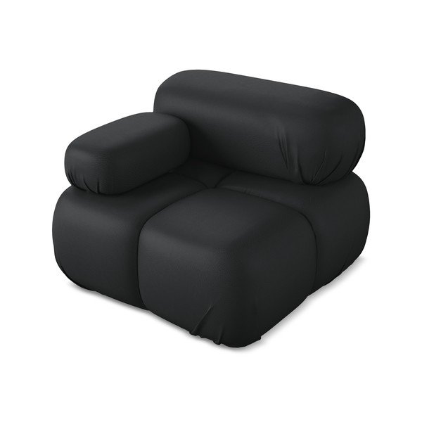 Črn modul za sedežno garnituro iz umetnega usnja (levi kot) Lokua – Makamii-image-2