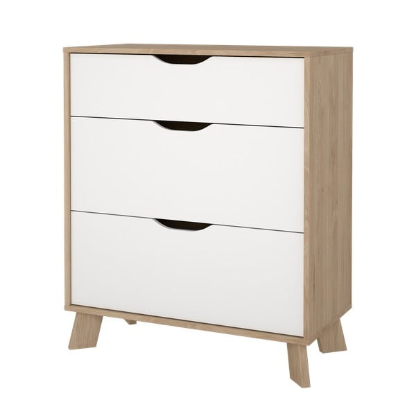 Bela komoda v hrastovem dekorju 79x92x40 cm Ikast – Tvilum-image-2