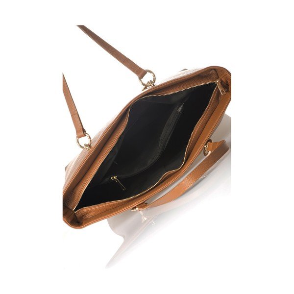 Oranžna usnjena torbica Federica Bassi Cognac-image-2