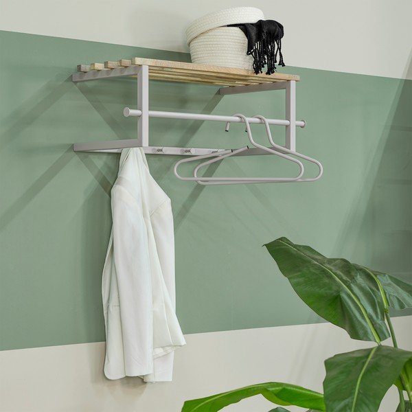 Kovinski stenski obešalnik v naravni barvi/sivorjav s polico 76 cm Marco – Spinder Design-image-4