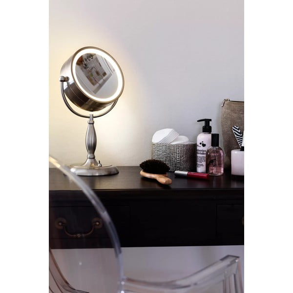 Namizno ogledalo z osvetlitvijo v srebrni barvi Markslöjd Face, ø 16,2 cm-image-1