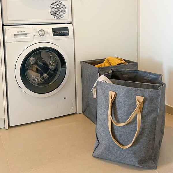 Siv tekstilni koš za perilo 71 l Laundry Hub Tweed duplo – Rolser-image-1