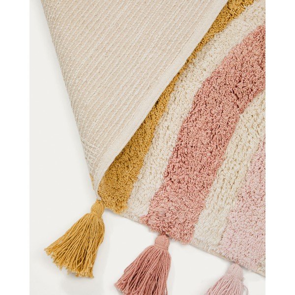 Slonokoščena pralna/ročno tkana bombažna otroška preproga 90x150 cm Tadea – Kave Home-image-3