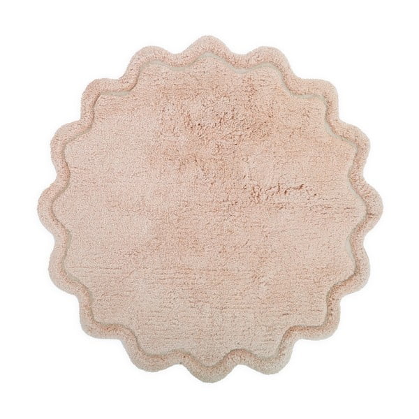 Svetlo rožnata pralna ročno tkana bombažna okrogla preproga ø 110 cm Sweet April Nude – Nattiot