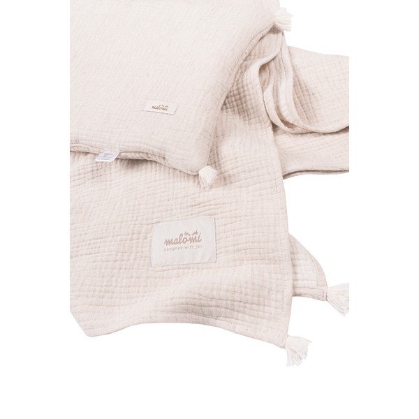 Kremno bel komplet otroške odeje in vzglavnika iz muslina 100x130 cm Muslin Linen – Malomi Kids-image-2