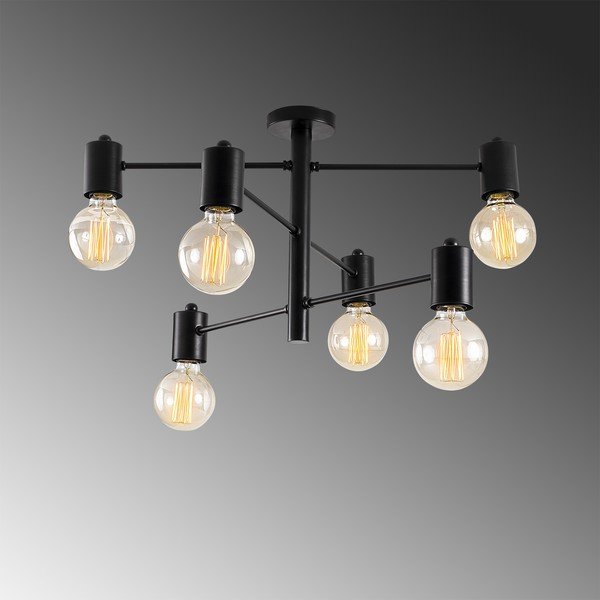 Črna stropna svetilka za 6 žarnic Opviq lights Hexa-image-1