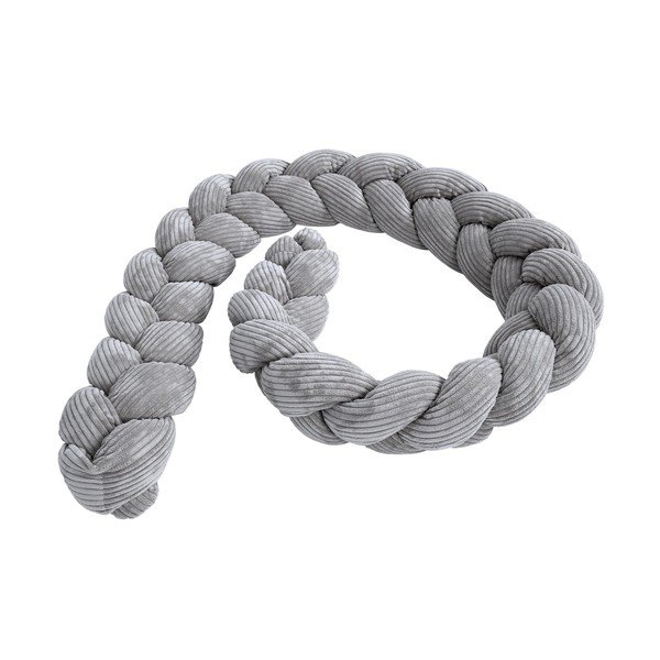 Siva zaščitna obroba za posteljico iz rebrastega žameta 300 cm – Meowbaby