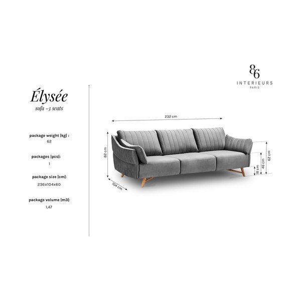 Rumena žametna zofa Interieurs 86 Elysée, 232 cm-image-2