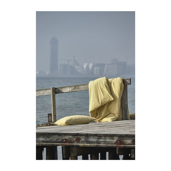 Rumena posteljnina iz organskega bombaža 200x140 cm Wave Straw - Södahl-image-4