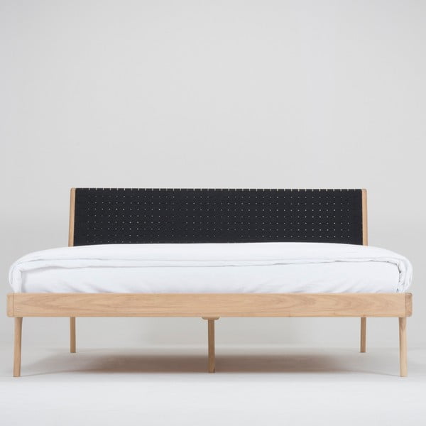 Postelja iz masivnega lesa s črnim vzglavjem Gazzda Fawn, 140 x 200 cm-image-3