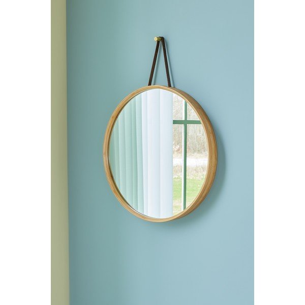 Stensko ogledalo z bambusovim okvirjem ø 60 cm Mood – Hübsch-image-1