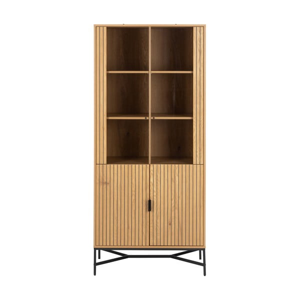 Vitrina v hrastovem dekorju v naravni barvi 80x180x40 cm Jaipur – Actona