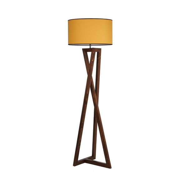 Gorčično rumena/rjava stoječa svetilka s tekstilnim senčilom (višina 149 cm) Maçka – Opviq lights